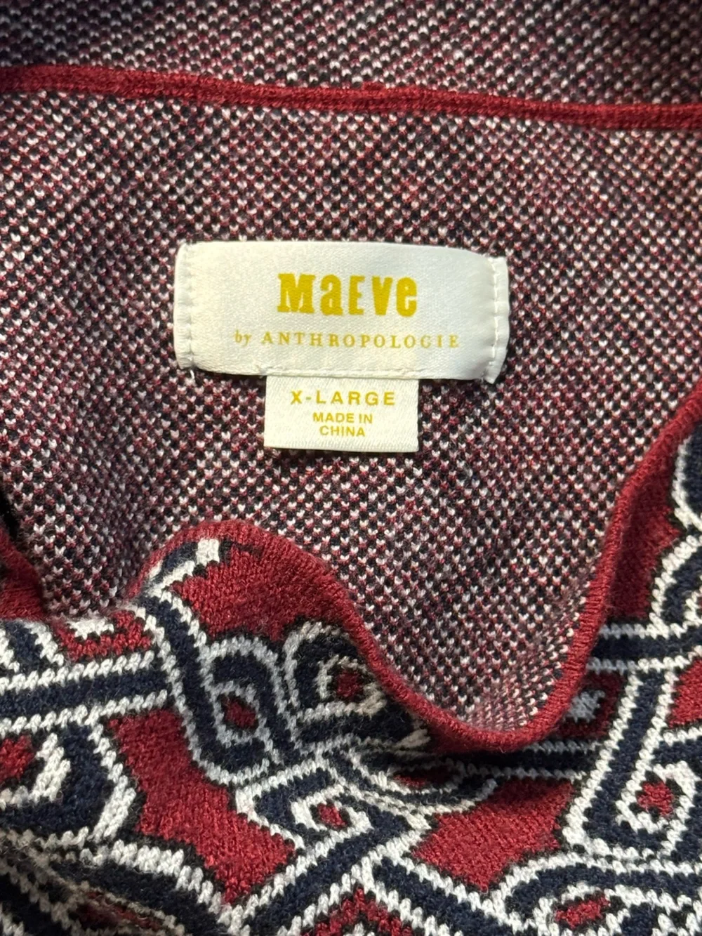 Maeve Anthropologie Carys Mock-Neck Geometric Sweater size XL